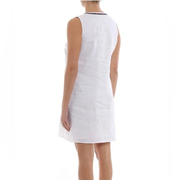 TORY BURCH Embroidered sleeveless linen dress Sz S - Picture 7 of 10